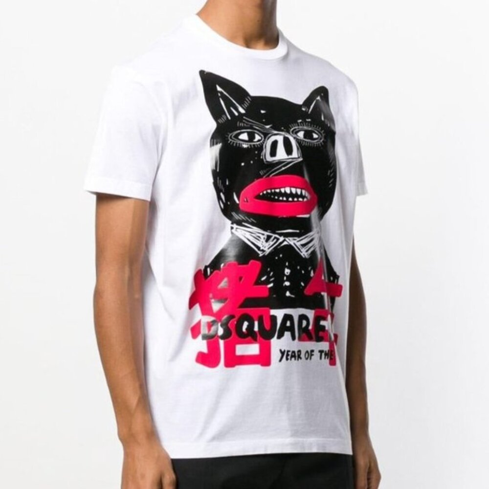 DSQUARED2–Rare & Brand New Year of the Pig Cotton T-shirt sz XXL Street Wear NWT
